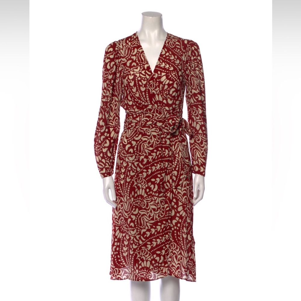 Elegant Red Patterned Wrap Dress Ba&Sh Sz S